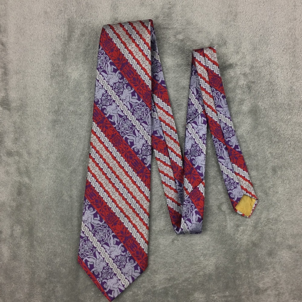 Vtg Christian Dior Neck Tie Colorful Wide Purple Pink 70s